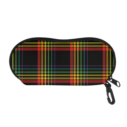 Rainbow Tartan Pattern Print Glasses Case