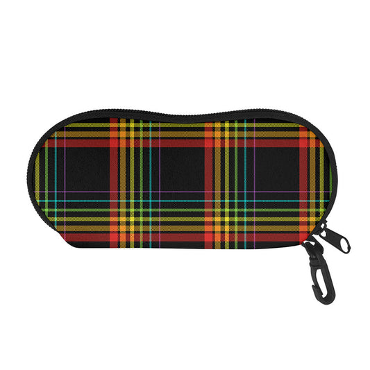 Rainbow Tartan Pattern Print Glasses Case