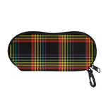 Rainbow Tartan Pattern Print Glasses Case