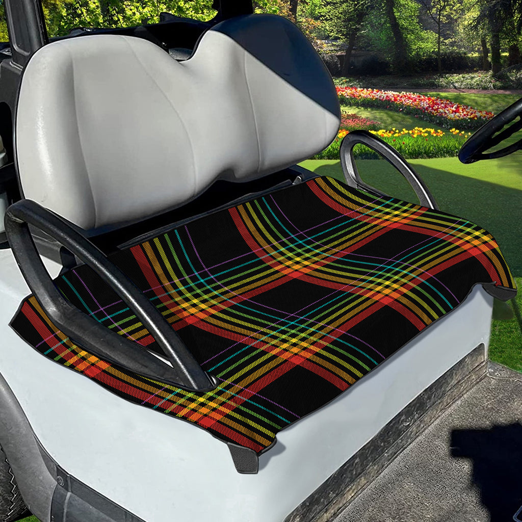 Rainbow Tartan Pattern Print Golf Cart Seat Cover