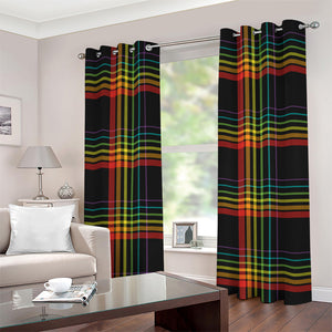 Rainbow Tartan Pattern Print Grommet Curtains