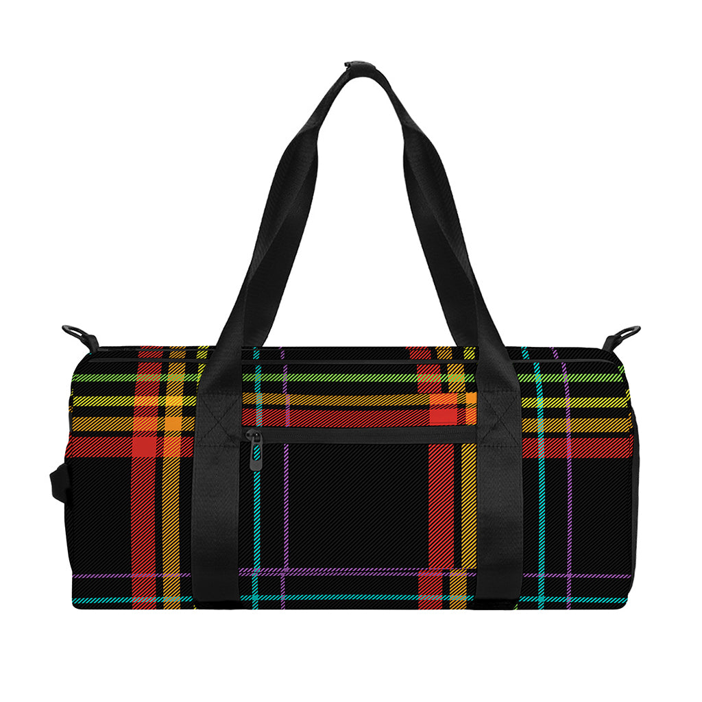 Rainbow Tartan Pattern Print Gym Bag