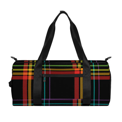 Rainbow Tartan Pattern Print Gym Bag