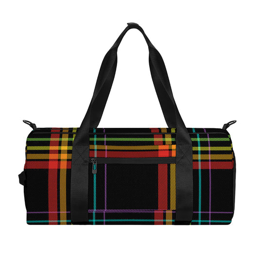 Rainbow Tartan Pattern Print Gym Bag