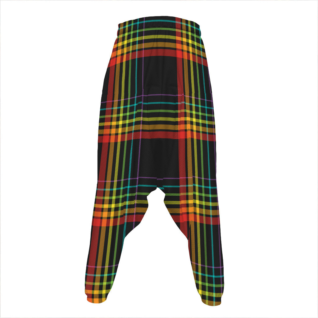 Rainbow Tartan Pattern Print Hammer Pants