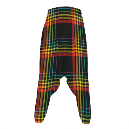 Rainbow Tartan Pattern Print Hammer Pants