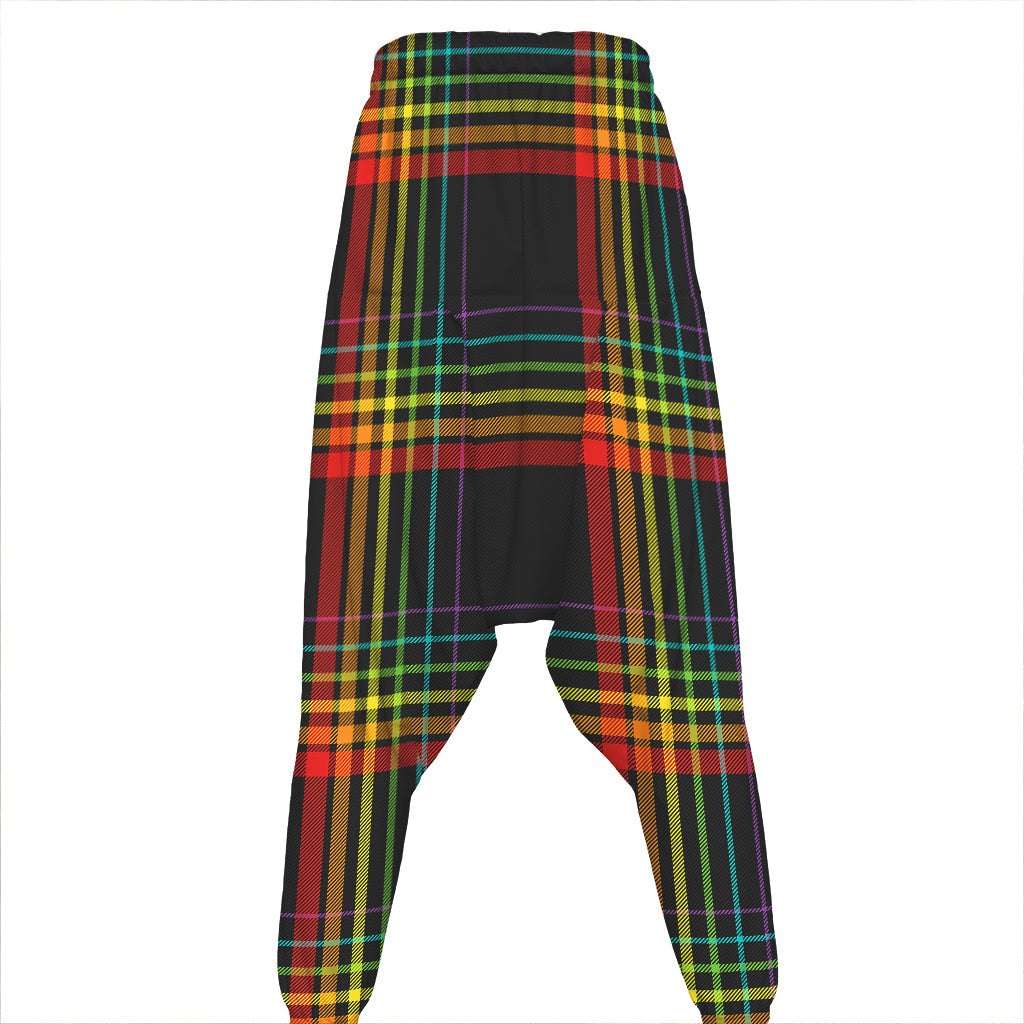 Rainbow Tartan Pattern Print Hammer Pants