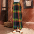 Rainbow Tartan Pattern Print Harem Pants