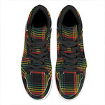 Rainbow Tartan Pattern Print High Top Leather Sneakers