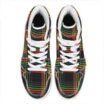 Rainbow Tartan Pattern Print High Top Leather Sneakers