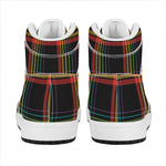 Rainbow Tartan Pattern Print High Top Leather Sneakers