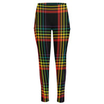 Rainbow Tartan Pattern Print High-Waisted Pocket Leggings