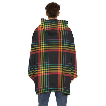 Rainbow Tartan Pattern Print Hoodie Blanket