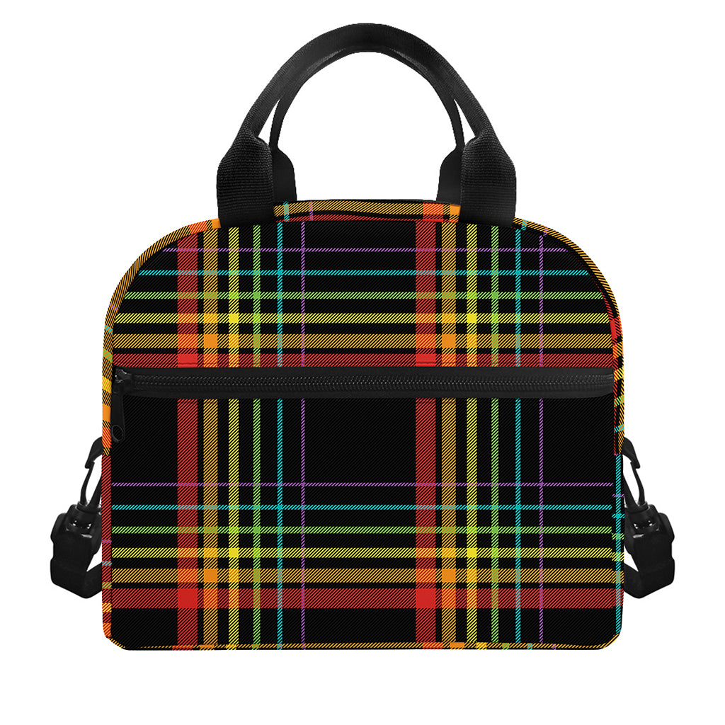Rainbow Tartan Pattern Print Insulated Lunch Bag