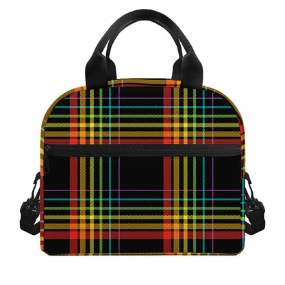 Rainbow Tartan Pattern Print Insulated Lunch Bag