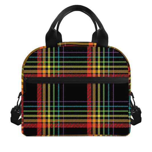 Rainbow Tartan Pattern Print Insulated Lunch Bag
