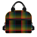 Rainbow Tartan Pattern Print Insulated Lunch Bag