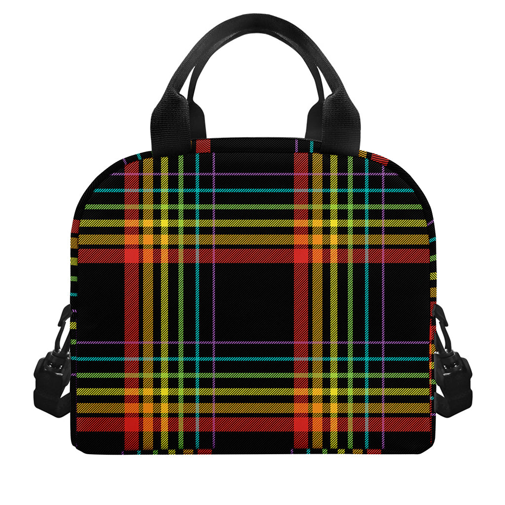 Rainbow Tartan Pattern Print Insulated Lunch Bag