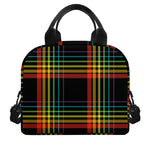 Rainbow Tartan Pattern Print Insulated Lunch Bag