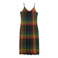 Rainbow Tartan Pattern Print Jersey Midi Cami Dress