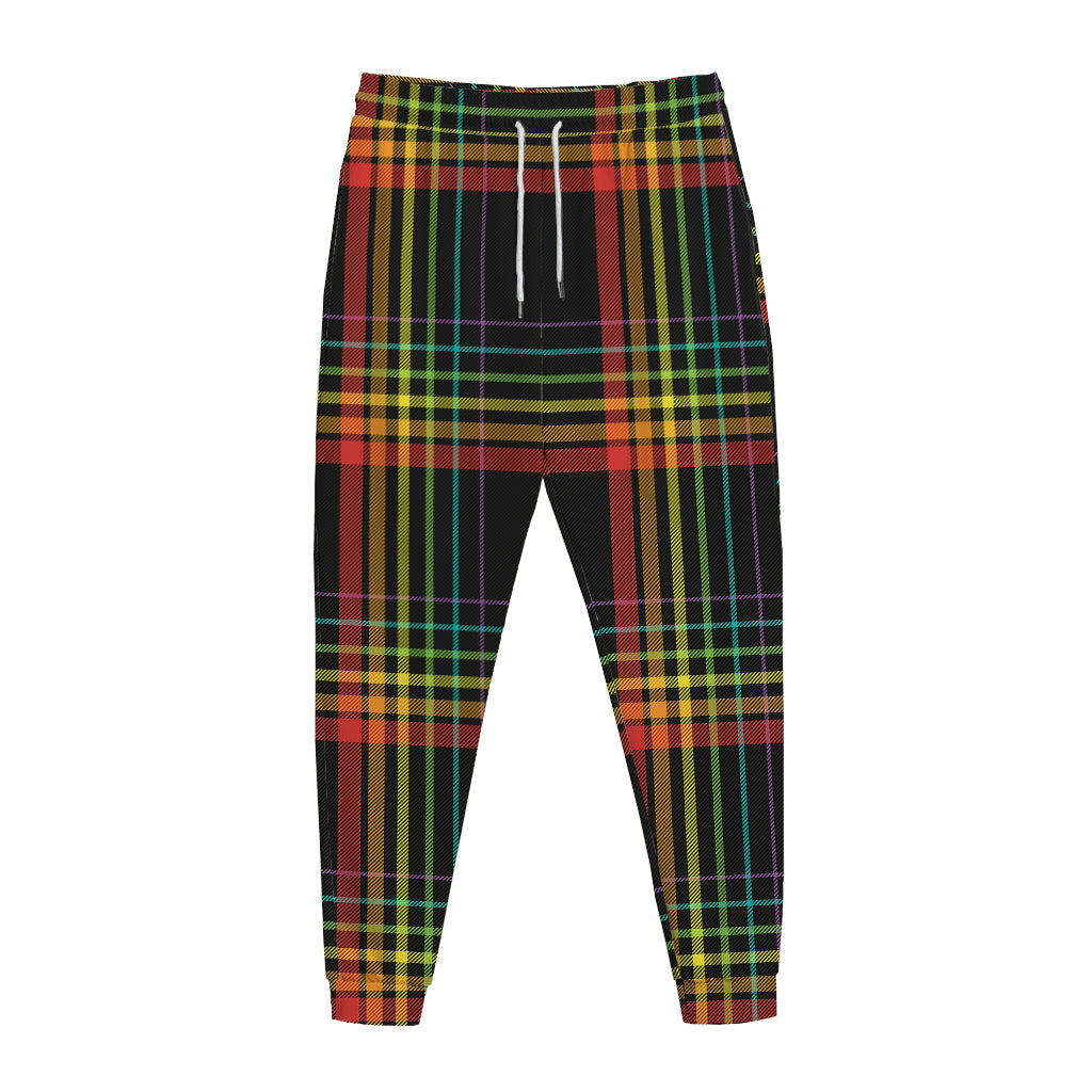 Rainbow Tartan Pattern Print Jogger Pants