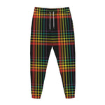 Rainbow Tartan Pattern Print Jogger Pants