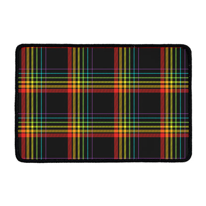 Rainbow Tartan Pattern Print Kitchen Mat