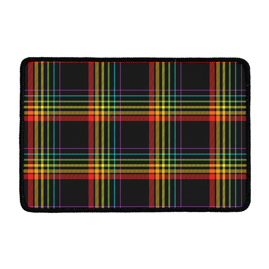Rainbow Tartan Pattern Print Kitchen Mat