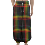 Rainbow Tartan Pattern Print Lantern Pants