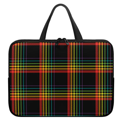 Rainbow Tartan Pattern Print Laptop Sleeve With Handle