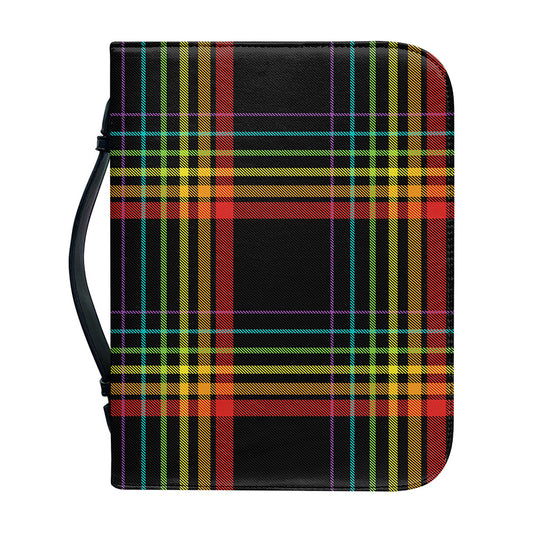 Rainbow Tartan Pattern Print Leather Bible Cover