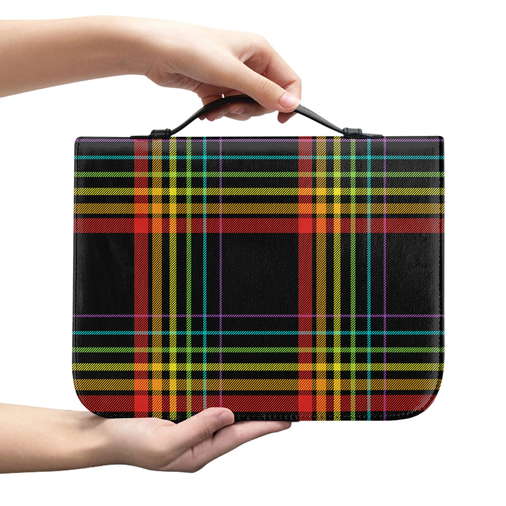Rainbow Tartan Pattern Print Leather Bible Cover