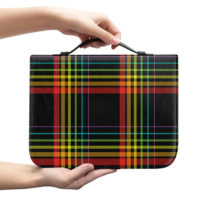 Rainbow Tartan Pattern Print Leather Bible Cover