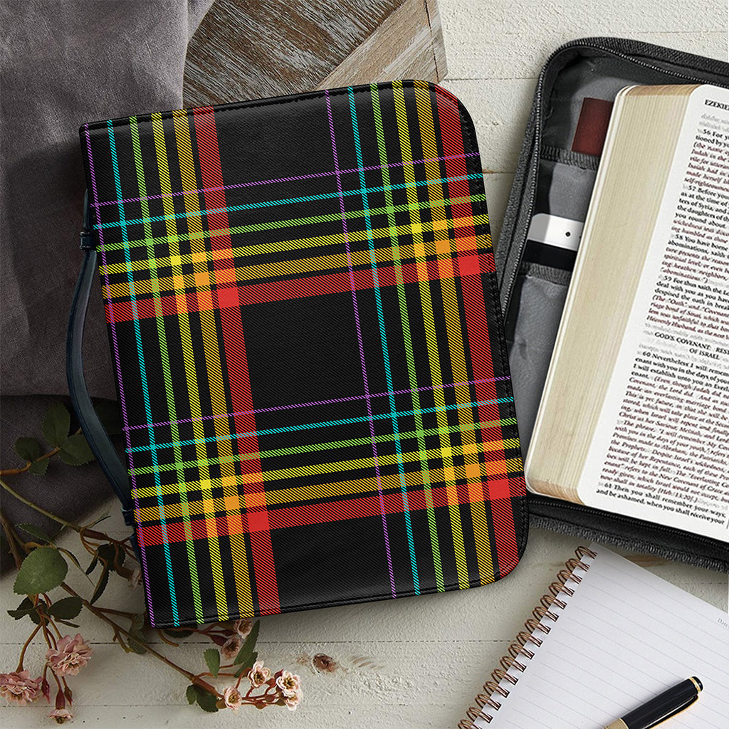 Rainbow Tartan Pattern Print Leather Bible Cover