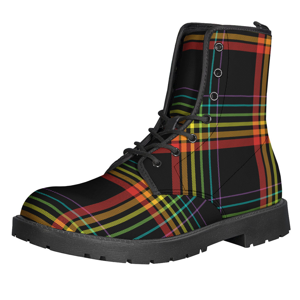 Rainbow Tartan Pattern Print Backpack