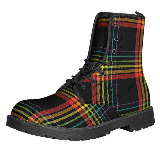 Rainbow Tartan Pattern Print Backpack