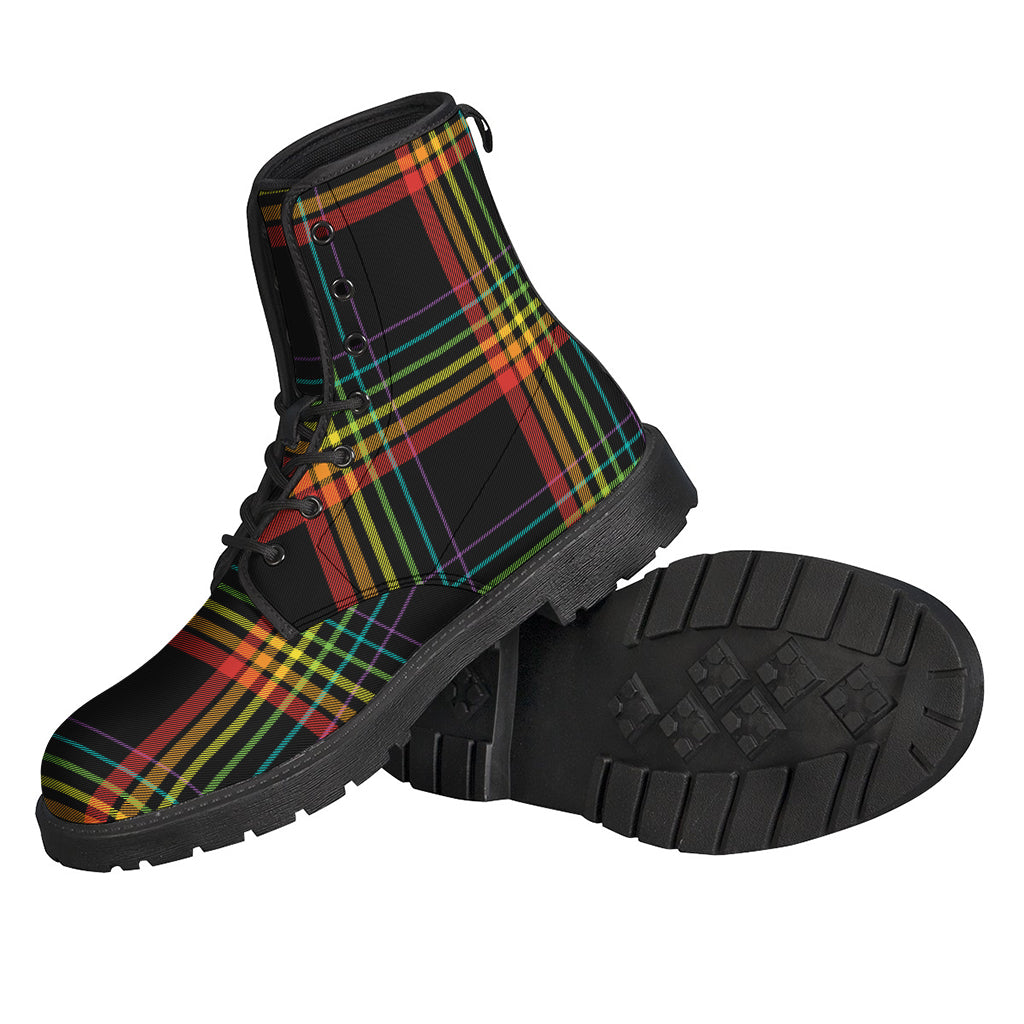 Rainbow Tartan Pattern Print Backpack