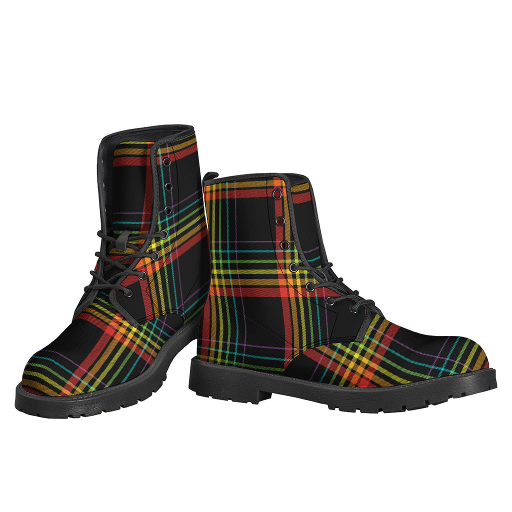 Rainbow Tartan Pattern Print Backpack