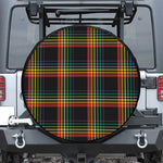 Rainbow Tartan Pattern Print Leather Spare Tire Cover