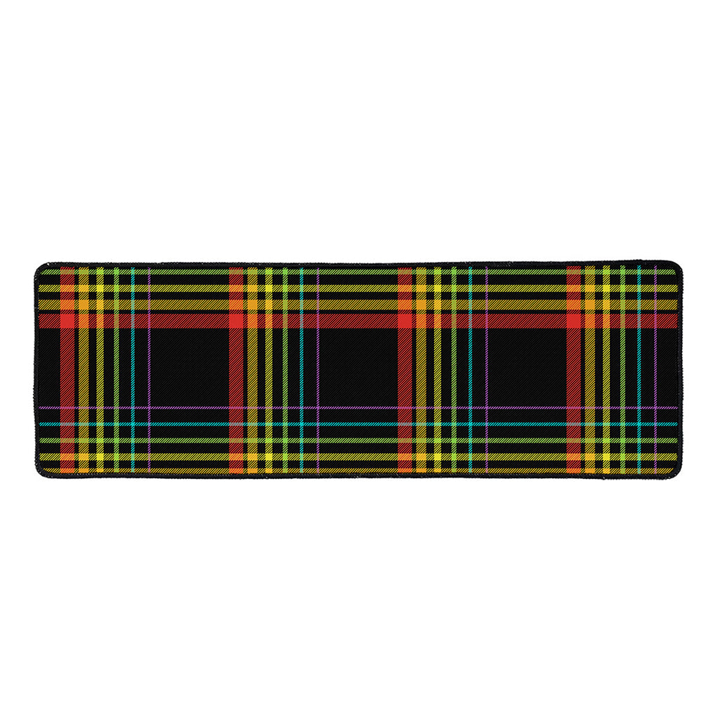 Rainbow Tartan Pattern Print Long Kitchen Mat