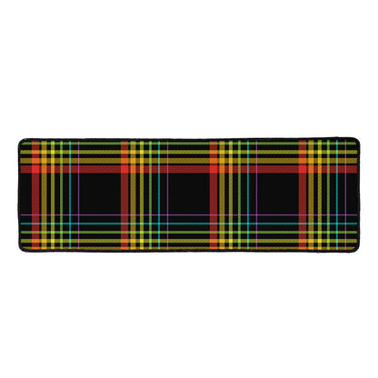 Rainbow Tartan Pattern Print Long Kitchen Mat