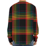 Rainbow Tartan Pattern Print Long Sleeve Baseball Jersey