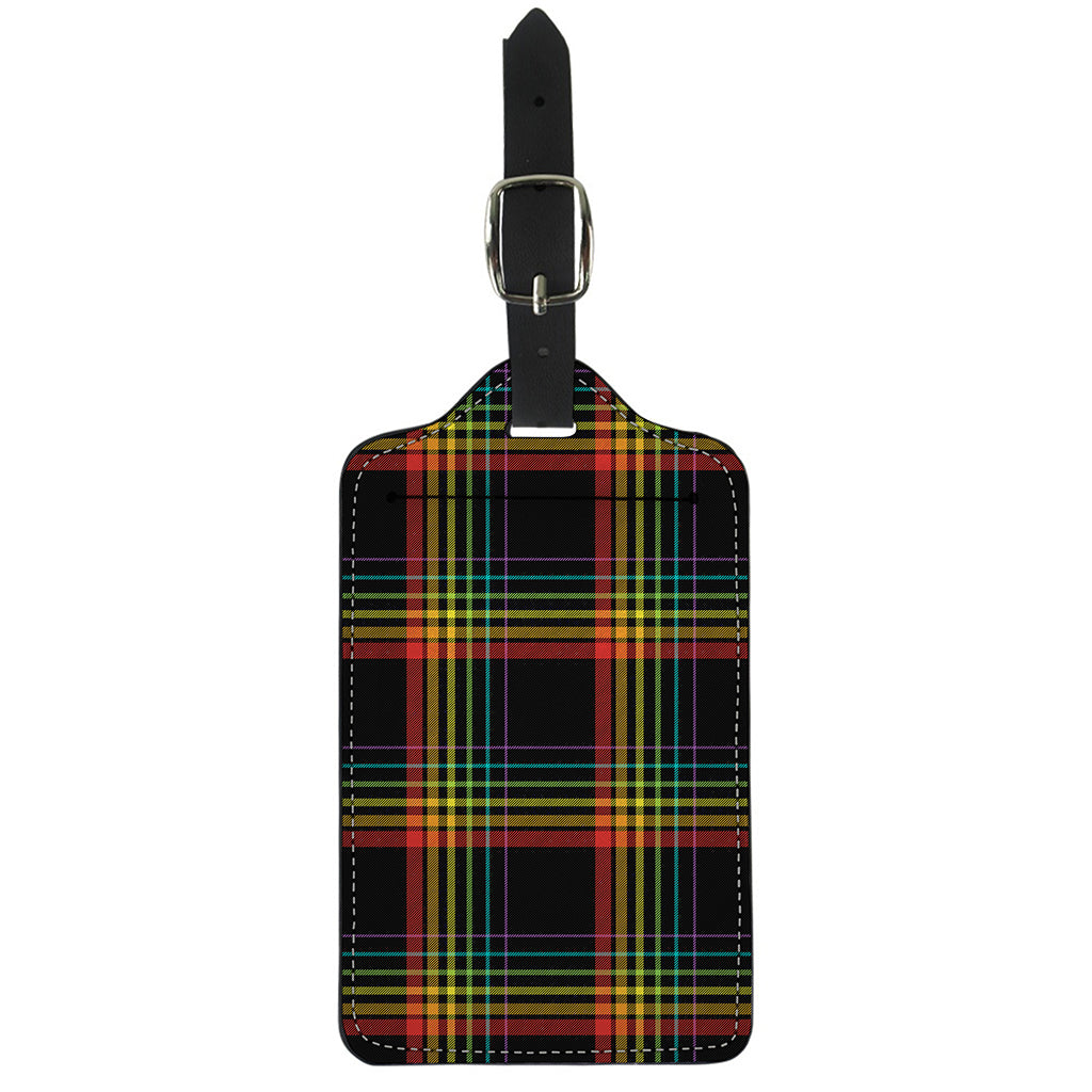 Rainbow Tartan Pattern Print Luggage Tag