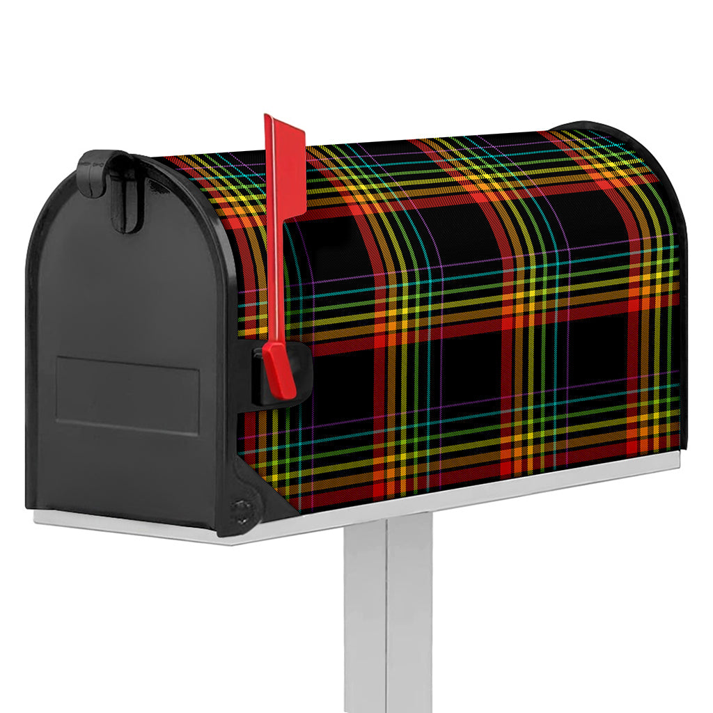 Rainbow Tartan Pattern Print Mailbox Cover
