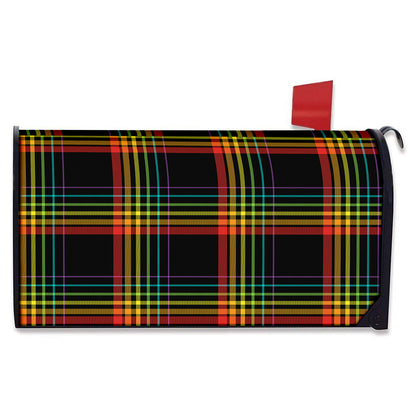 Rainbow Tartan Pattern Print Mailbox Cover