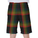 Rainbow Tartan Pattern Print Men's Beach Shorts