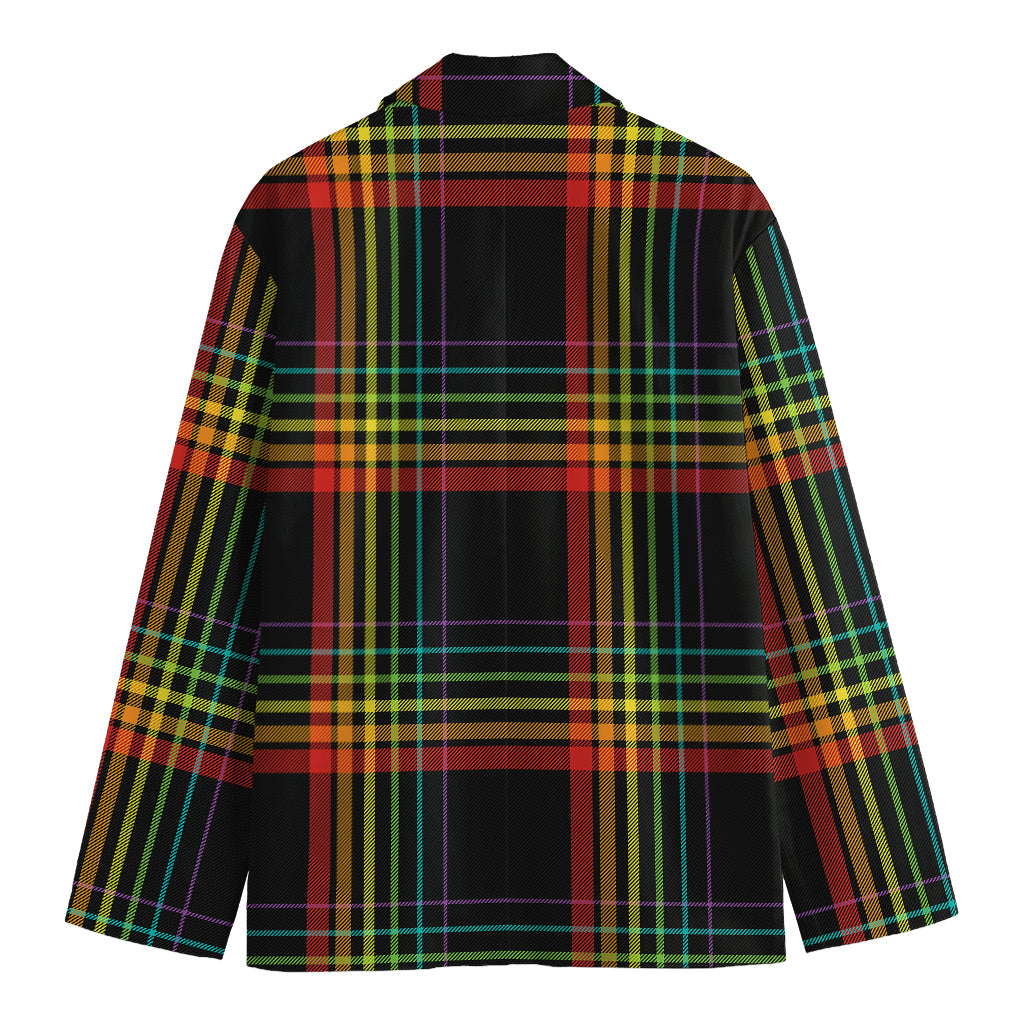 Rainbow Tartan Pattern Print Men's Blazer