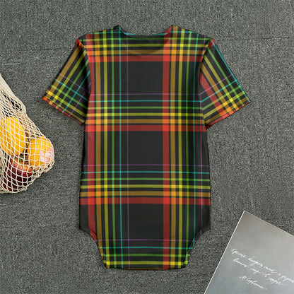 Rainbow Tartan Pattern Print Men's Bodysuit