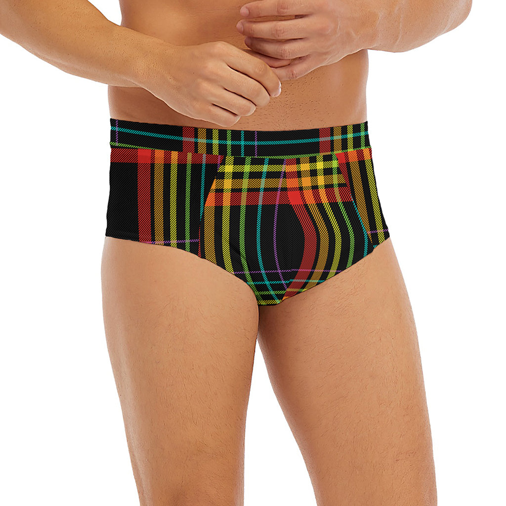 Rainbow Tartan Pattern Print Men's Briefs