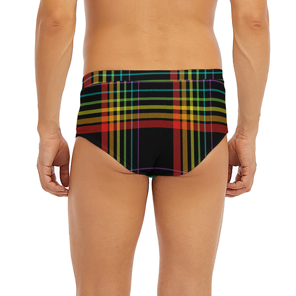 Rainbow Tartan Pattern Print Men's Briefs